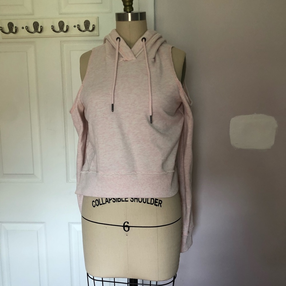 PASTEL PINK COLD SHOULDER HOODIE